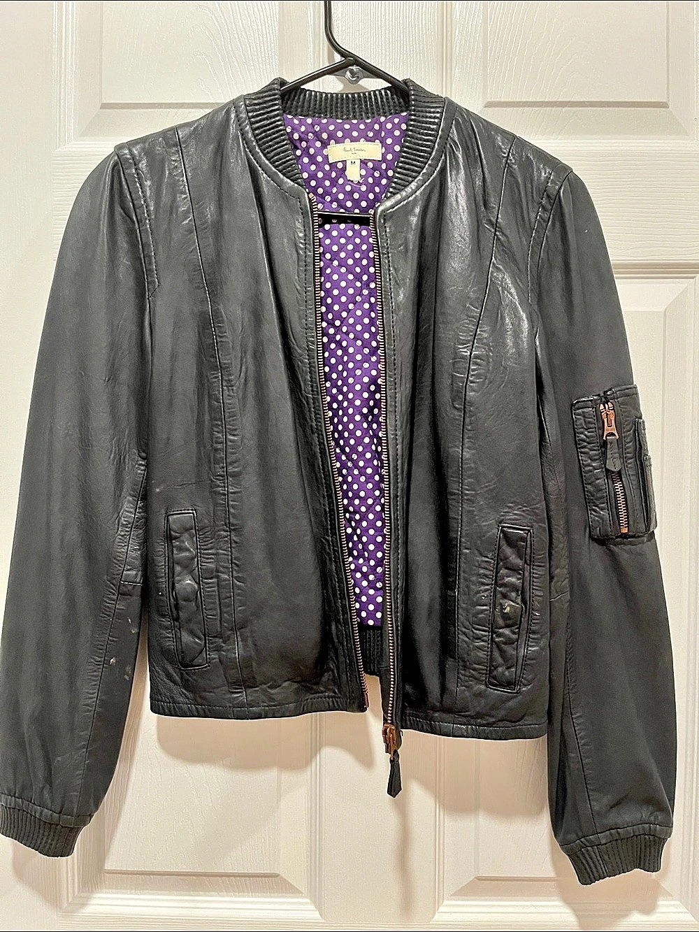 Paul Smith 100% Leather Jacket in Black Size Medium